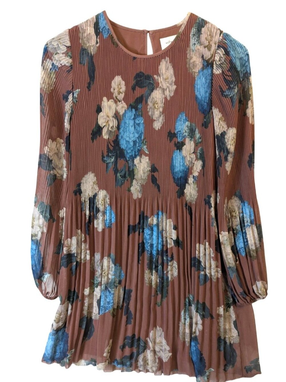 Wilfred Aritzia XXS Daydreamer Mini Dress Floral Long Sleeve Pleated Chiffon